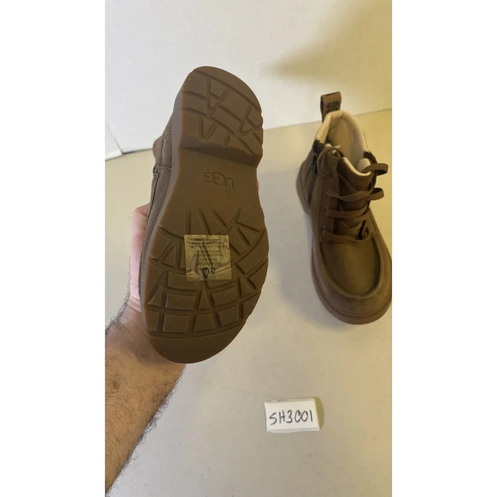 UGG Kids Brown Suede Moc Toe Side Zip Lace Up Ankle Boots G05RVCSQWN Size 2